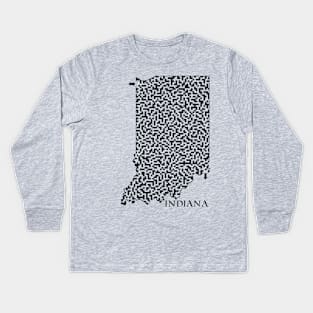 Indiana State Outline Maze & Labyrinth Kids Long Sleeve T-Shirt